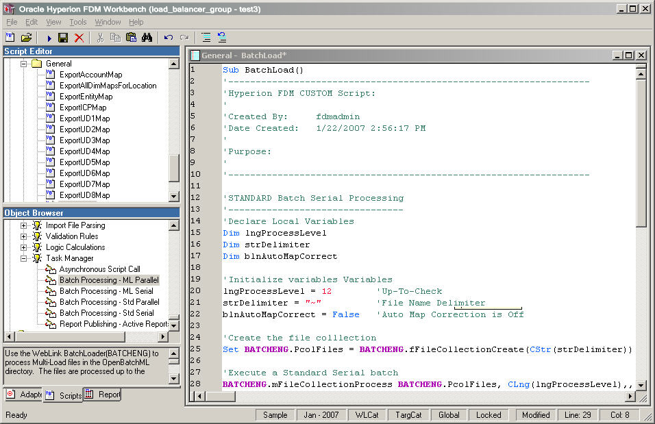 The image shows the Script Editor screen which is detailed in the text preceding the image.